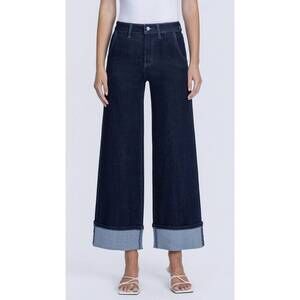 VERVET BY FLYING MONKEY Dark Indigo Wide Leg Cuffed Jeans